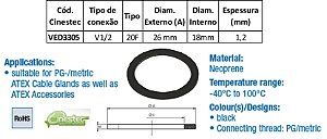 ANEL DE VEDACAO CHATO  V1/2 - NEOPRENE - 26x18xX1,2