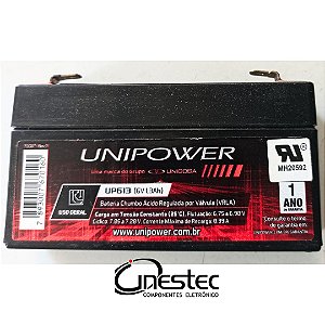 BATERIA SELADA 6V - 1,3AH    UP613  UNIPOWER