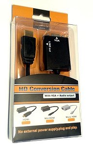 ADAPTADOR / CONVERSOR HDMI MACHO PARA VGA FEMEA AUDIO