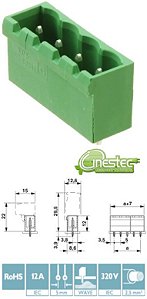 BORNE KRA HEADER MSTBVA 2,5/ 4-G, 180 - 5,08 - MACHO