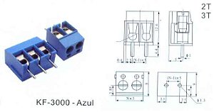 BORNE KRE 3 PONTOS AZUL 180° 12 mm KF-3000 TERMINAL BLOCK