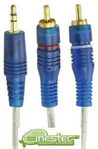 CABO 1P2ST  2RCA 1m  PLUG GOLD  CRISTAL  TRANSPARENTE