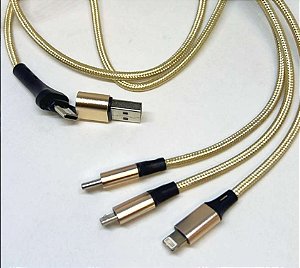 CABO 2 x 3 USB OU USB-C PARA MICRO USB  TYPE-C IOS KA-3928