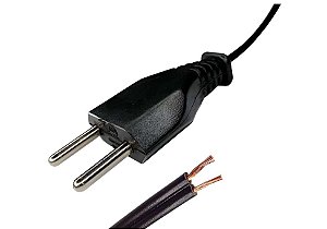 CABO DE FORCA RABICHO 1,5M / 0,50MM  PLUG MOVEL PARALELO - PRETO