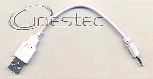 CABO USB A MACHO PARA P1 4 CONTATOS BRANCO 15CM PARA CELULARES SOM