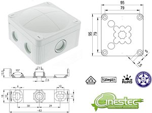 CAIXA JUNCAO COMBI 407 LG - 95X95X60mm, PP, BRANCO