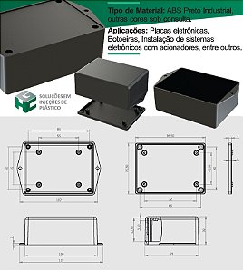 CAIXA PLASTICA PI-107 - 41 X 73 X 99MM - FURAÇÃO 4MM