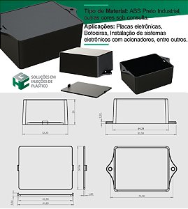 CAIXA PLASTICA PI-60 - 64 X 52 X 29MM