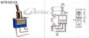 CHAVE ALAVANCA 3T 90 graus 2P 6A  MTS 102 C4