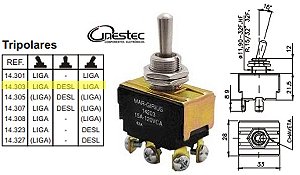 CHAVE ALAVANCA MG METALICA TRIPOLAR 15A 120V 10A