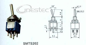CHAVE ALAVANCA MINI 2P 6T 2A - SMTS202