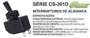 CHAVE ALAVANCA PLASTICA MG  PRETO 2P 2T 6A CS-301D  MB1P1