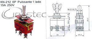 CHAVE ALAVANCA PULSANTE 2P 6T 15A KN-212 R213