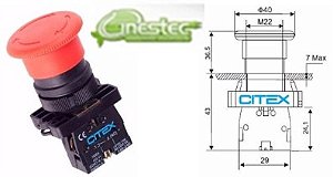 CHAVE BOTAO DE EMERGENCIA COGUMELO GIRA DESTRAVA NF LAY5 ES542