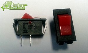 CHAVE GANGORRA 2P 2T  6A  250V SEM MARCACAO KCD6-101  VERMELHO