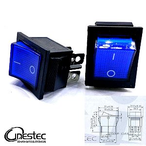 CHAVE GANGORRA GRANDE 2P 4T 15A  250V KCD4 201N AZUL