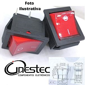 CHAVE GANGORRA GRANDE 2P 4T 15A 250V KCD4-201N VERMELHO