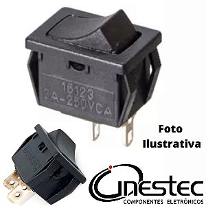CHAVE GANGORRA INTERRUPTOR MG DE TECLA UNIPOLAR 2T 6A 16123 MFTFS1S PRETO