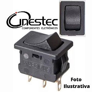 CHAVE GANGORRA INTERRUPTOR MG DE TECLA UNIPOLAR 3T 16103 MFTFS1S PRETO