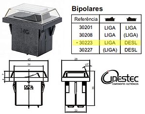 CHAVE GANGORRA MG  BIPOLAR COM PROTECAO 4T 15A 120V10A 250VCA 30223