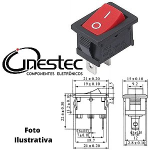 CHAVE GANGORRA MINI 2P 2T 2A VERMELHO KCD11-101 MINI COM MARCACAO