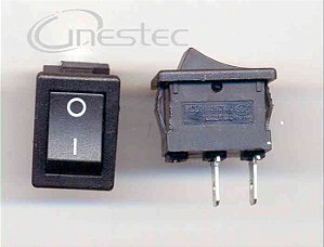 CHAVE GANGORRA PEQUENO 2P 2T 6A PRETO PULSANTE NA KCD1-101