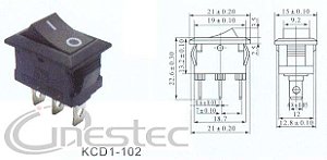 CHAVE GANGORRA PEQUENO 2P 3T 6A PRETO KCD1-102 FK 300