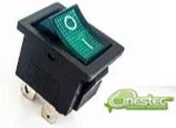 CHAVE GANGORRA PEQUENO 4T 2P 6A X 250V VERDE COM LUZ KCD1-104N