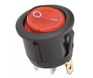 CHAVE GANGORRA REDONDA 3T 2P 6A X 250V  KCD1-106N VERMELHO NEON