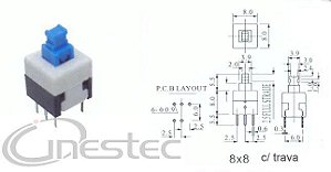 CHAVE LIGA DESLIGA COM TRAVA  8 X 8 mm
