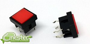 CHAVE PUSH BOTON  4T VERMELHO QUADRADA