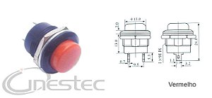 CHAVE PUSH BOTON GRANDE NA 2T VERMELHO R13-507