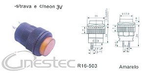 CHAVE PUSH BOTON GRANDE SEM TRAVA COM NEON AMARELO R16 503BD OFERTA