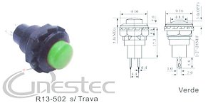 CHAVE PUSH BOTON NA 2T VERDE R13 02