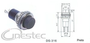 CHAVE PUSH BOTON NA FIX PORCA DS-316 PRETO
