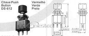 CHAVE PUSH BOTON NA NF 3T 5AX250V  DS 612 VERMELHO