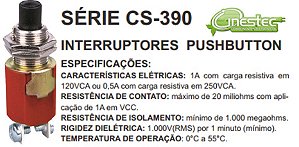 CHAVE PUSH BOTON NF 1A PORCA CS-390 NF/P1 MG