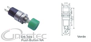 CHAVE PUSH BOTON NORMAL E ABERTA VERDE  DS 323