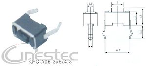 CHAVE TACTIL 2T 180o 3 X 6 X 4,3mm