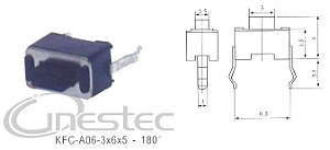 CHAVE TACTIL 2T 180o 3 X 6 X 5mm