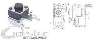 CHAVE TACTIL 2T 90o 6 X 6 X 5mm