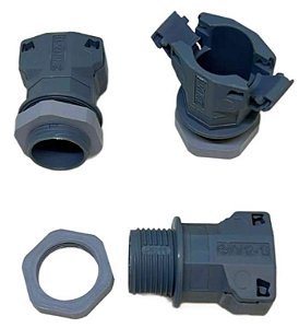 CONECTOR  TERMINACAO RETA  PG11 CINZA  PARA CORRUGADO NW12 / 13  PA6