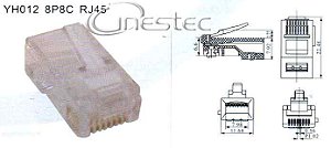 CONECTOR / PLUG RJ45 TRANSPARENTE 8 VIAS PARA REDES 8P8C CAT5E
