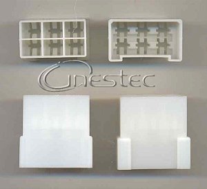 CONECTOR ALOJAMENTO MACHO FASTON 6,3MM 6 VIAS PORTA LINGUETA