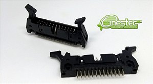 CONECTOR BOX HEADER 26 VIAS 180 graus COM TRAVA