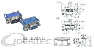 CONECTOR DB15HD VGA M PARA PLACA 90 graus