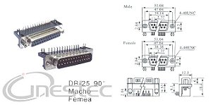 CONECTOR DB25 FEMEA PARA PLACA 90 graus