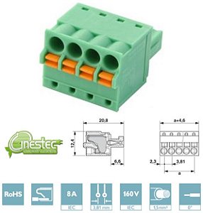 CONECTOR DE PLACA DE CIRCUITO IMPRESSO - FKC 1,5/ 4-ST - 3,81
