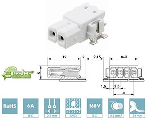 CONECTOR HEADER - PTSM 0,5/ 2-HHI0-2,5 - SMD WHR25 - MACHO