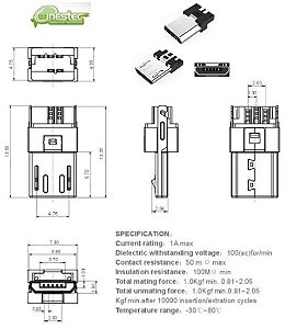 CONECTOR MICRO USB 5 PINOS MACHO